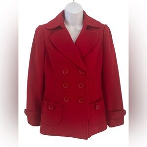 Forever 21 Red Double-Breasted Pea Coat Sz/S.